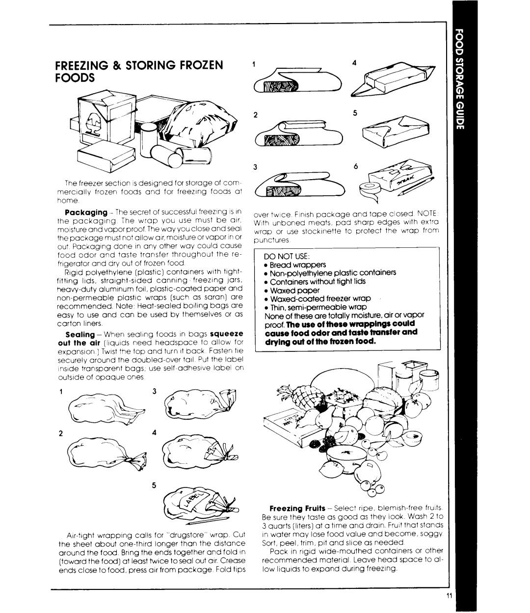 Whirlpool ET20EK manual Freezing & Storing Frozen Foods, Do not USE 