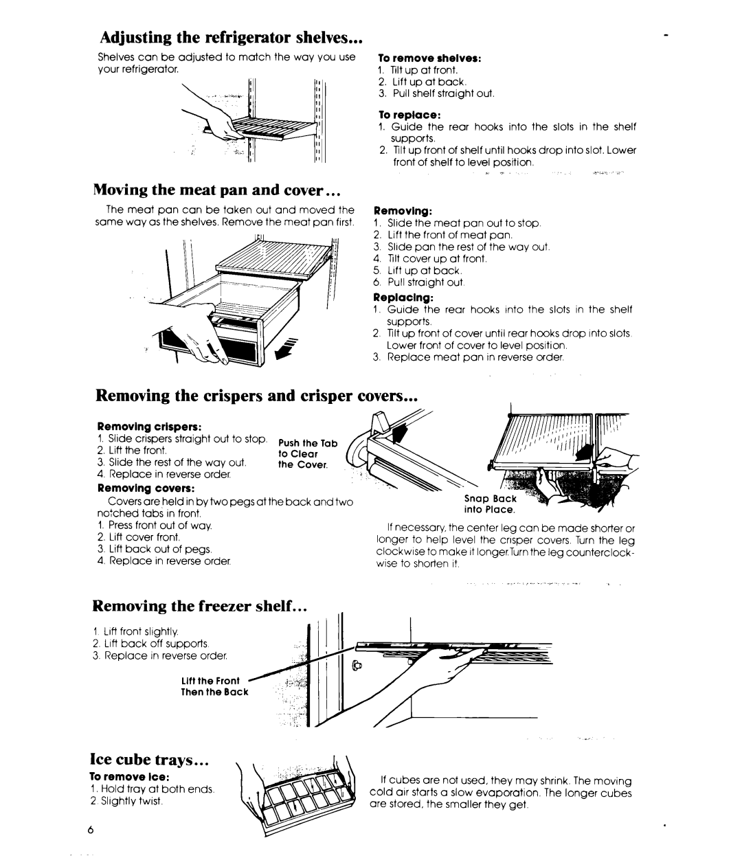 Whirlpool ET20EK manual Removing the freezer shelf 