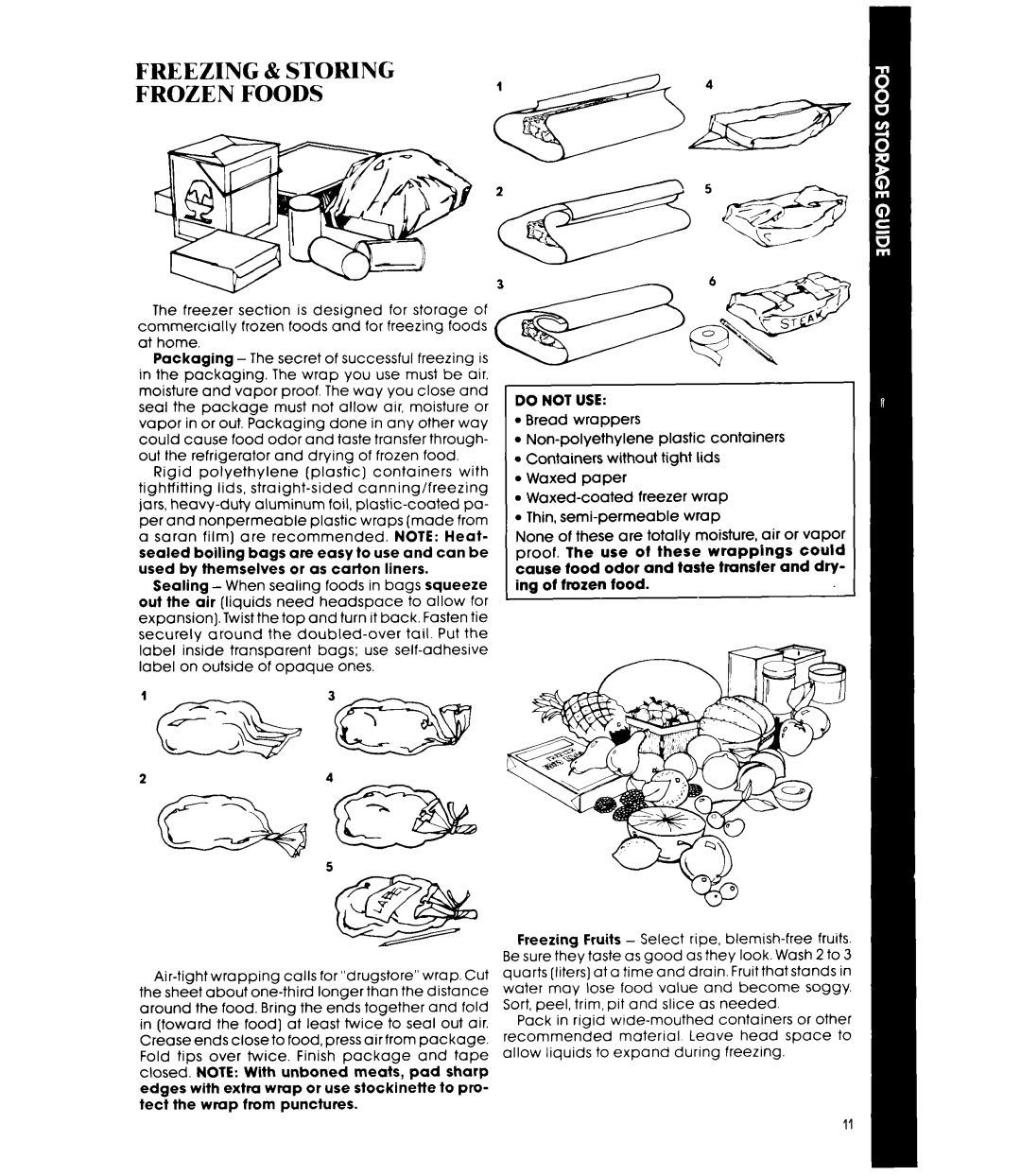 Whirlpool ET20GM manual Freezing & Storing Frozen Foods, Do not USE 