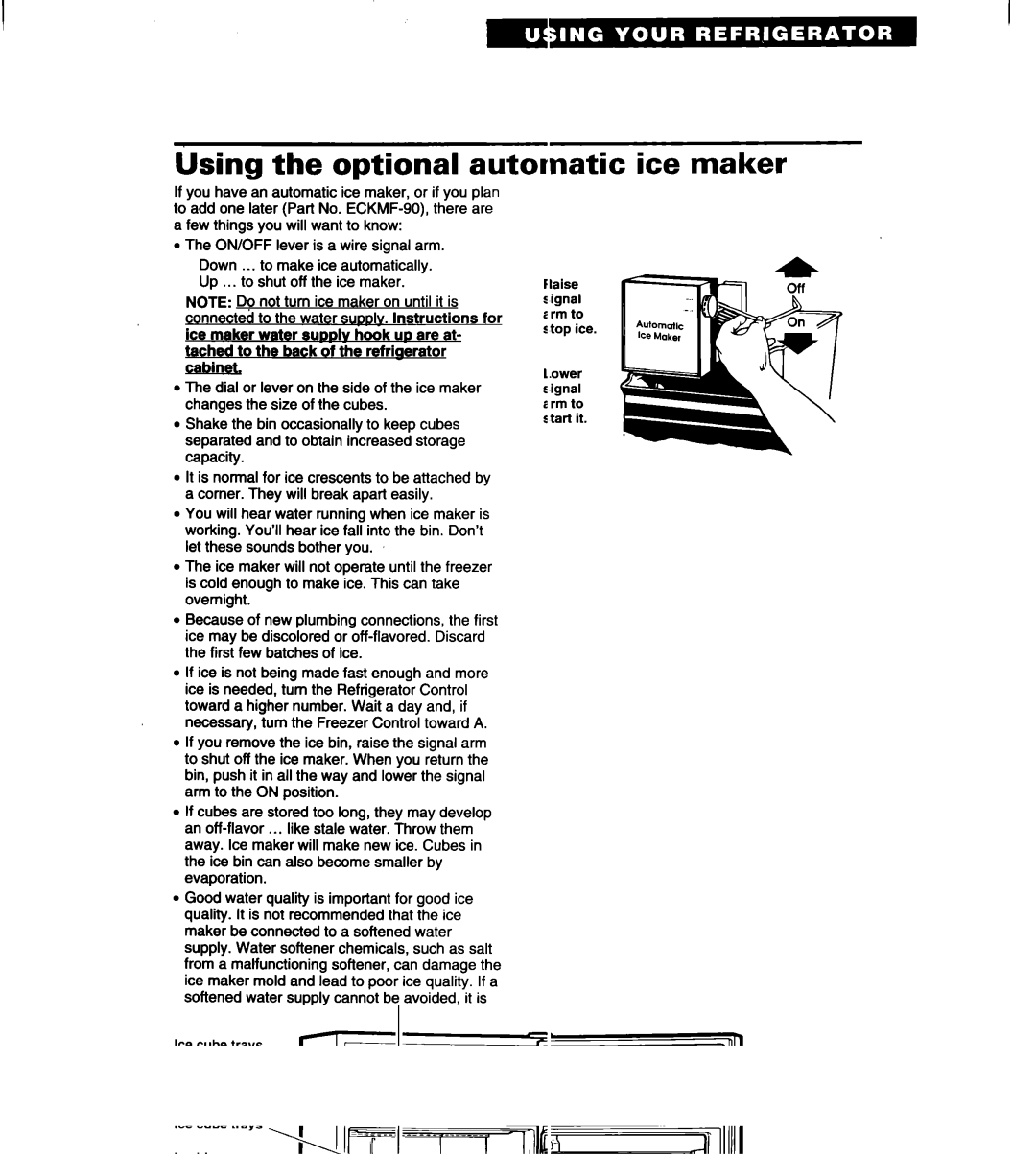 Whirlpool ET18UK, ET20LK, ET18LK warranty Using the optional automatic ice maker 