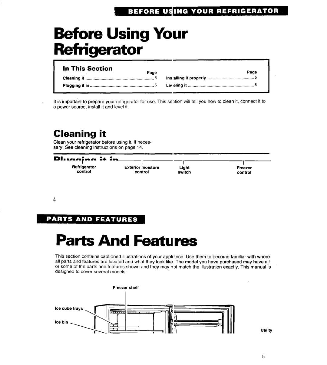 Whirlpool ET18UK, ET20LK, ET18LK warranty Before Using Your Refrigerator, Cleaning it, Plugging it, Installing it properly 