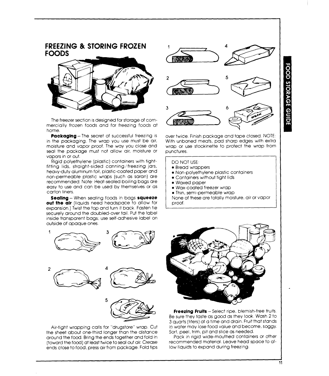 Whirlpool ET20MK manual Freezing & Storing Frozen Foods, Do not USE 