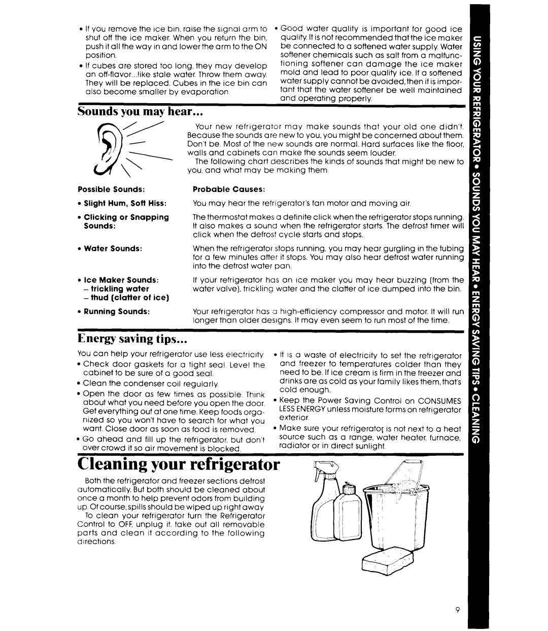 Whirlpool ET20RM manual Sounds you may hear, Energy saving tips 