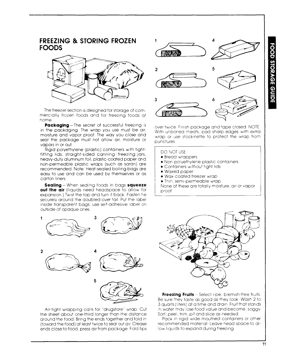 Whirlpool ET22MK manual Freezing & Storing Frozen Foods, Do not USE 