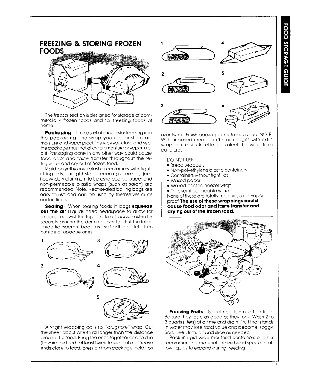 Whirlpool ET22ZK manual Freezing & Storing Frozen, Do not USE 