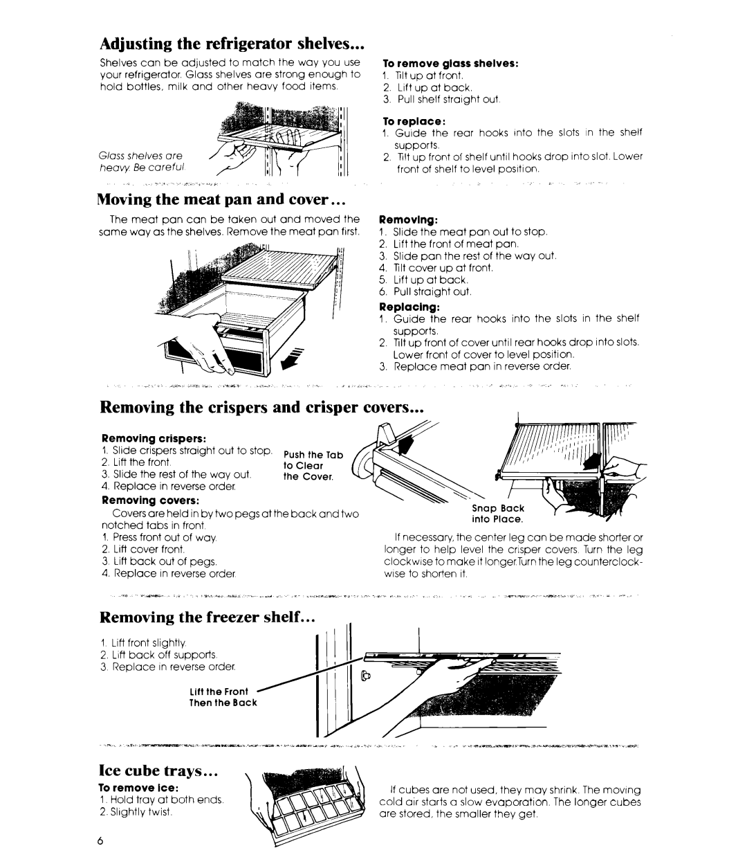 Whirlpool ET22ZK manual Removing the freezer shelf 