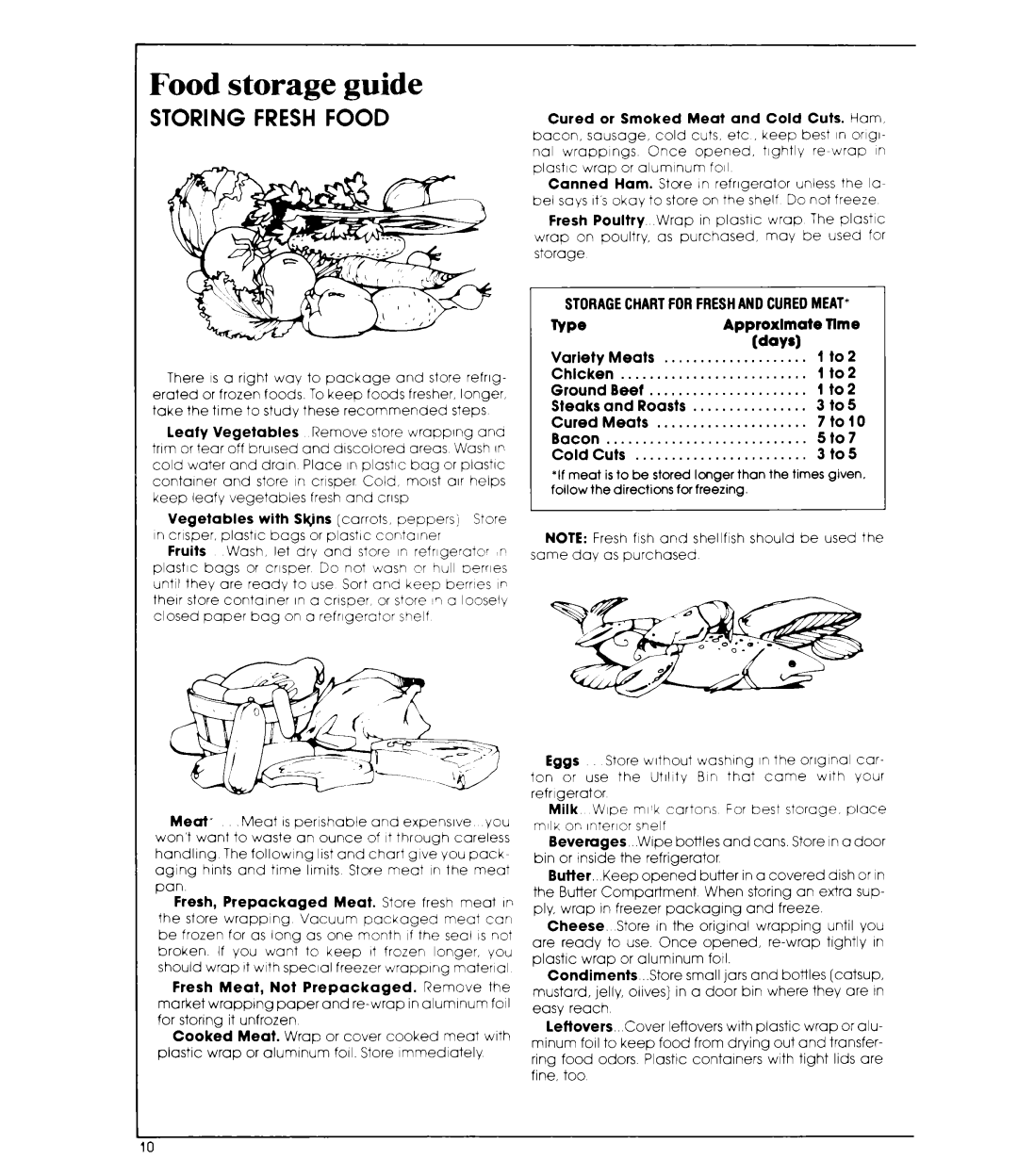 Whirlpool ET22ZM manual Storagechartforfreshanocureomeat, Approxlmate lime, Ways1 