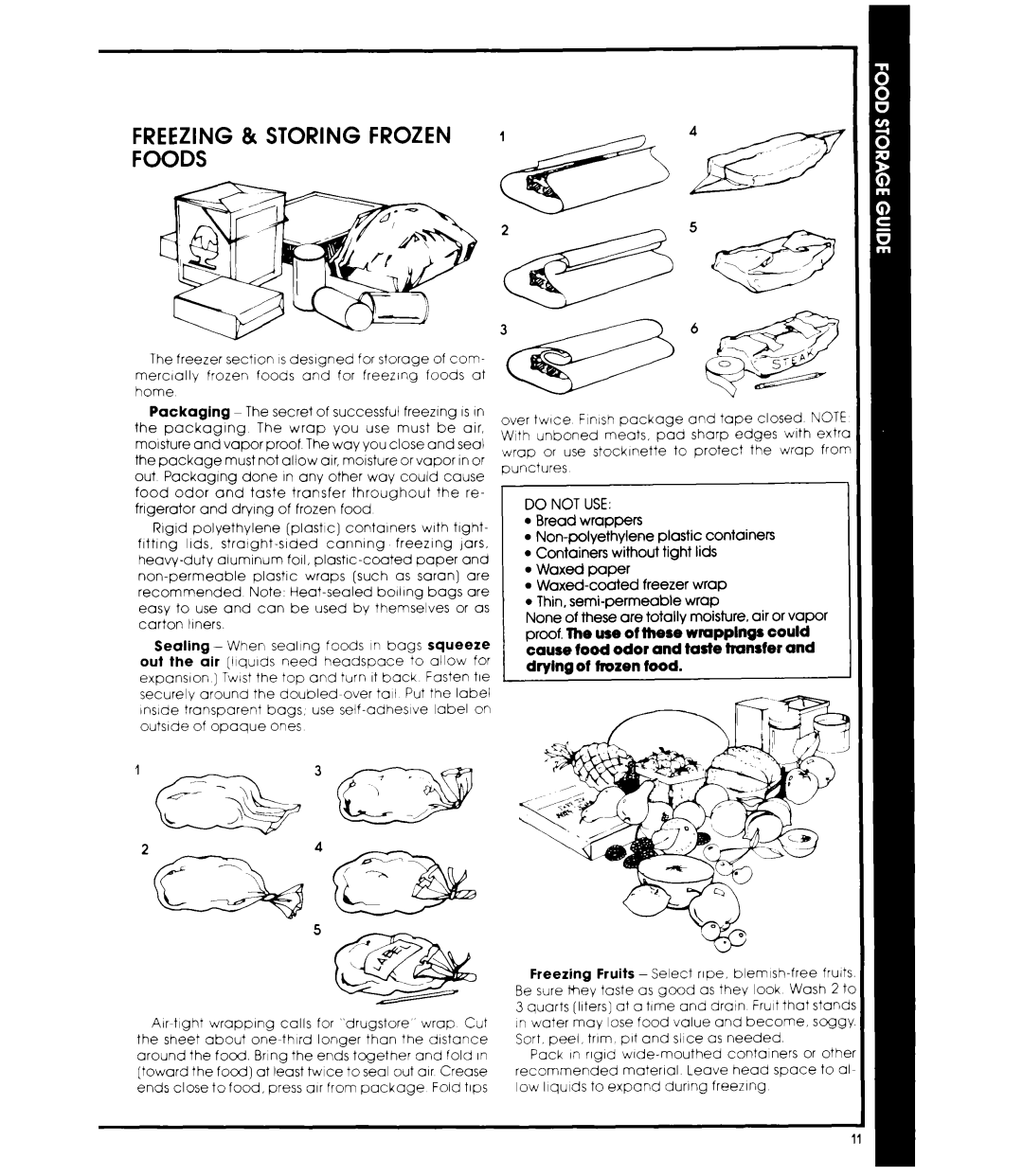 Whirlpool ET22ZM manual Freezing & Storing Frozen Foods 