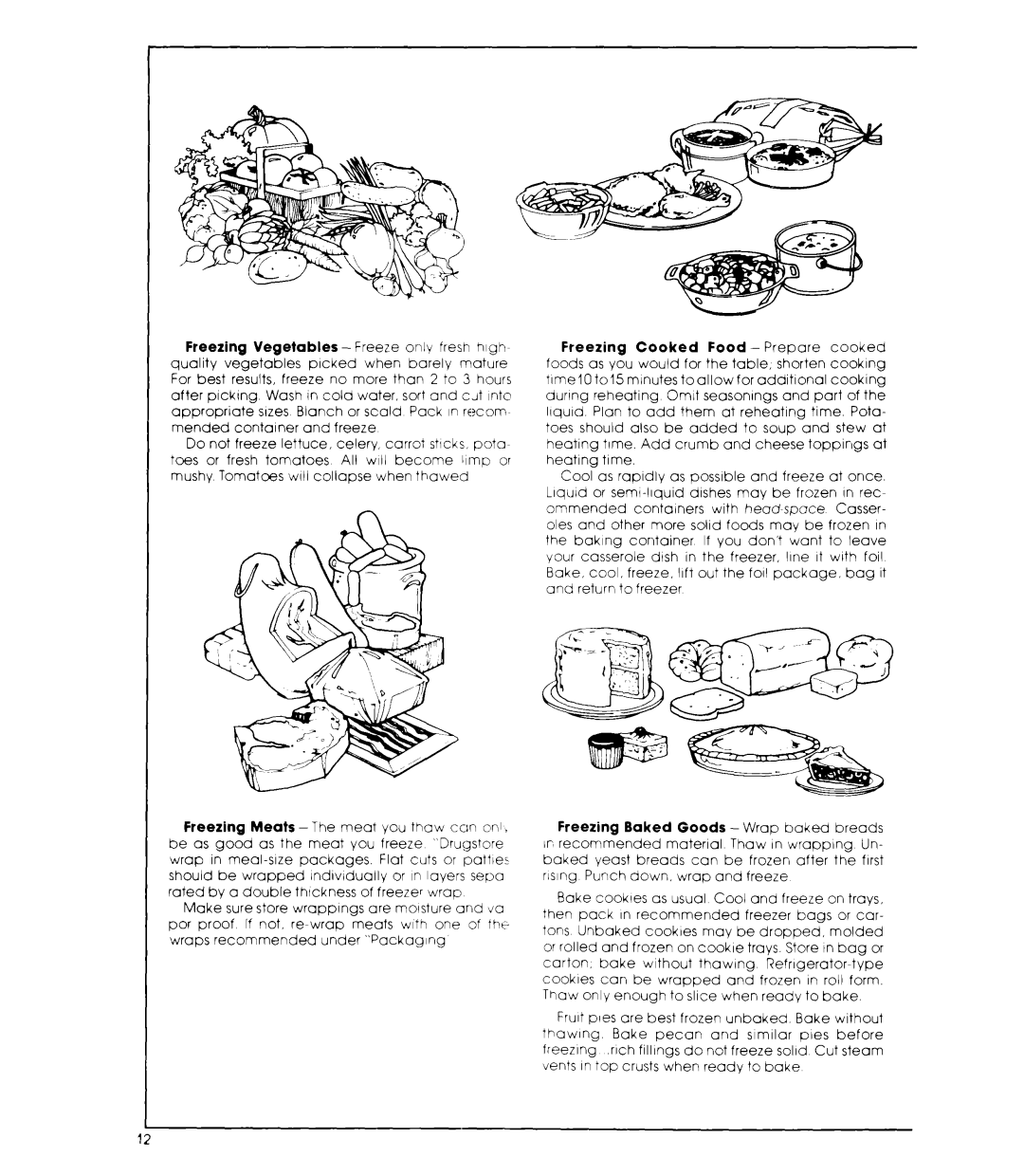 Whirlpool ET22ZM manual Freezing Baked Goods-Wrap baked breads 