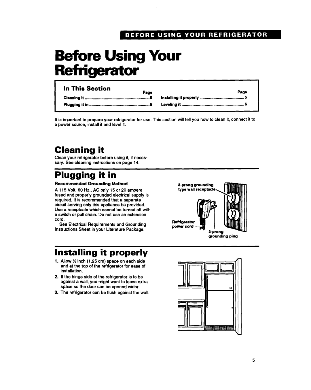 Whirlpool ET25PK Before Using Your Refrigerator, Cleaning it, Plugging it, Installing it properly, This Section P4PPaw 