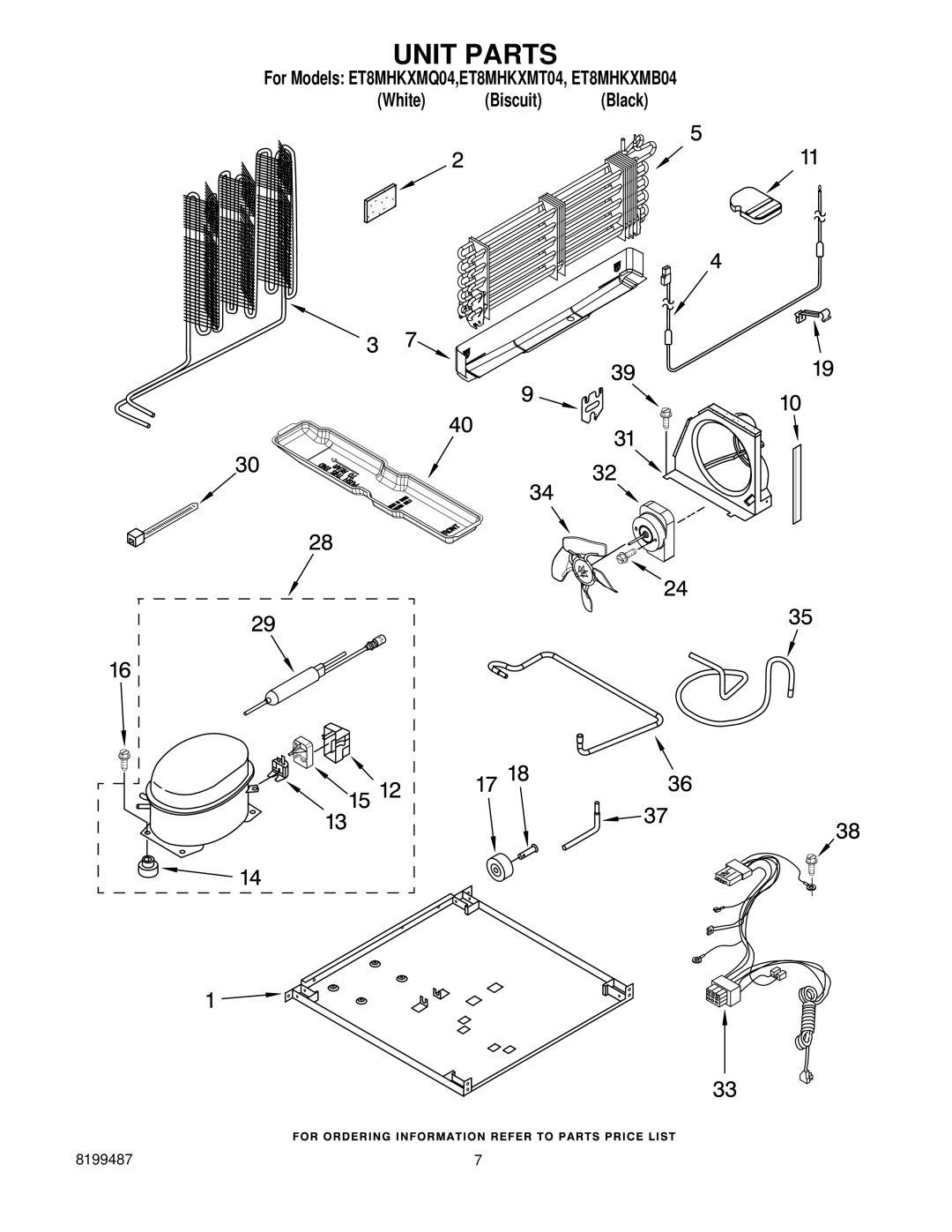 Whirlpool ET8MHKXMT04, ET8MHKXMQ04, ET8MHKXMB04 manual Unit Parts 