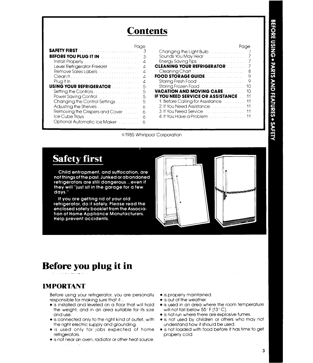 Whirlpool ETIGJK manual Contents, Before you plug it in ,. .a 