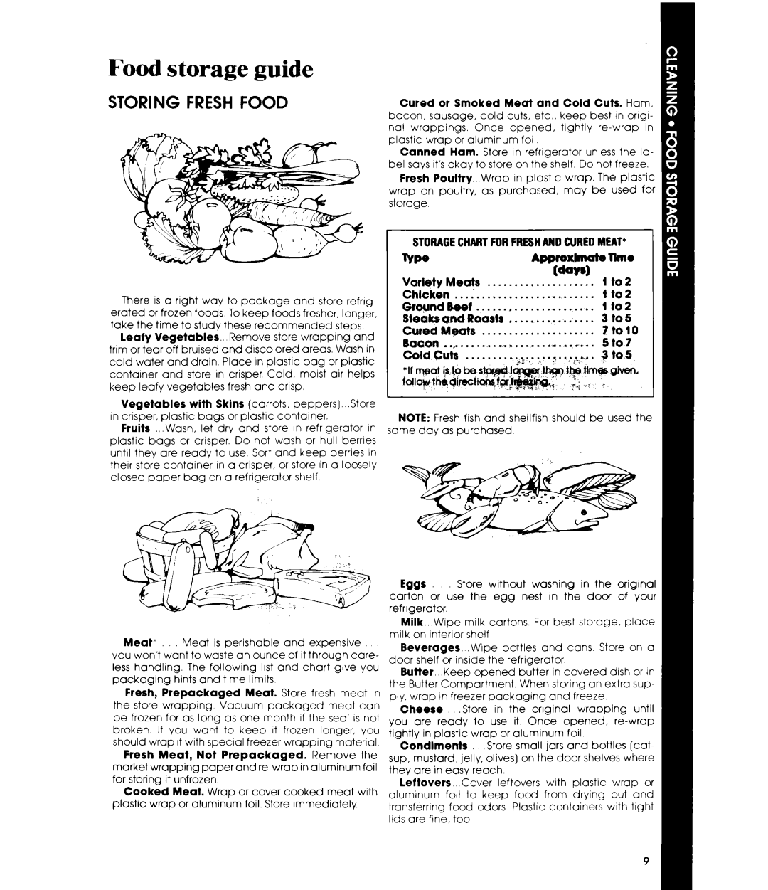 Whirlpool ETIGJK manual Food storage guide, Storing Fresh Food 