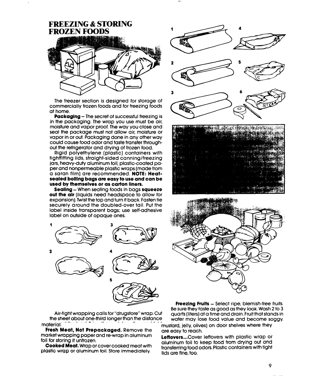 Whirlpool ETl2CC manual Freezing & Storing Frozen Foods 