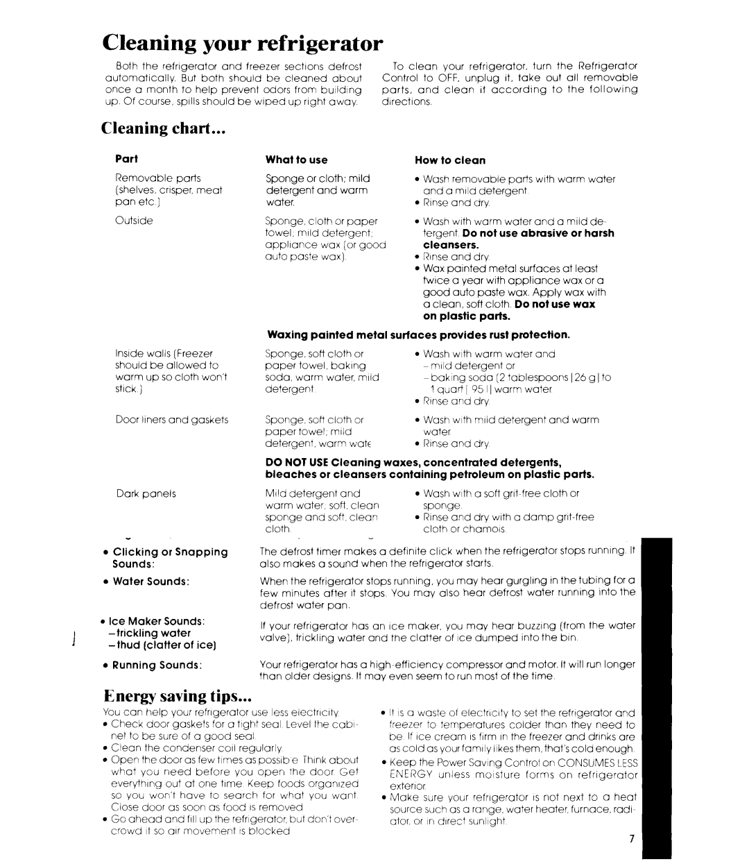 Whirlpool ETl4EK manual Cleaning your refrigerator 