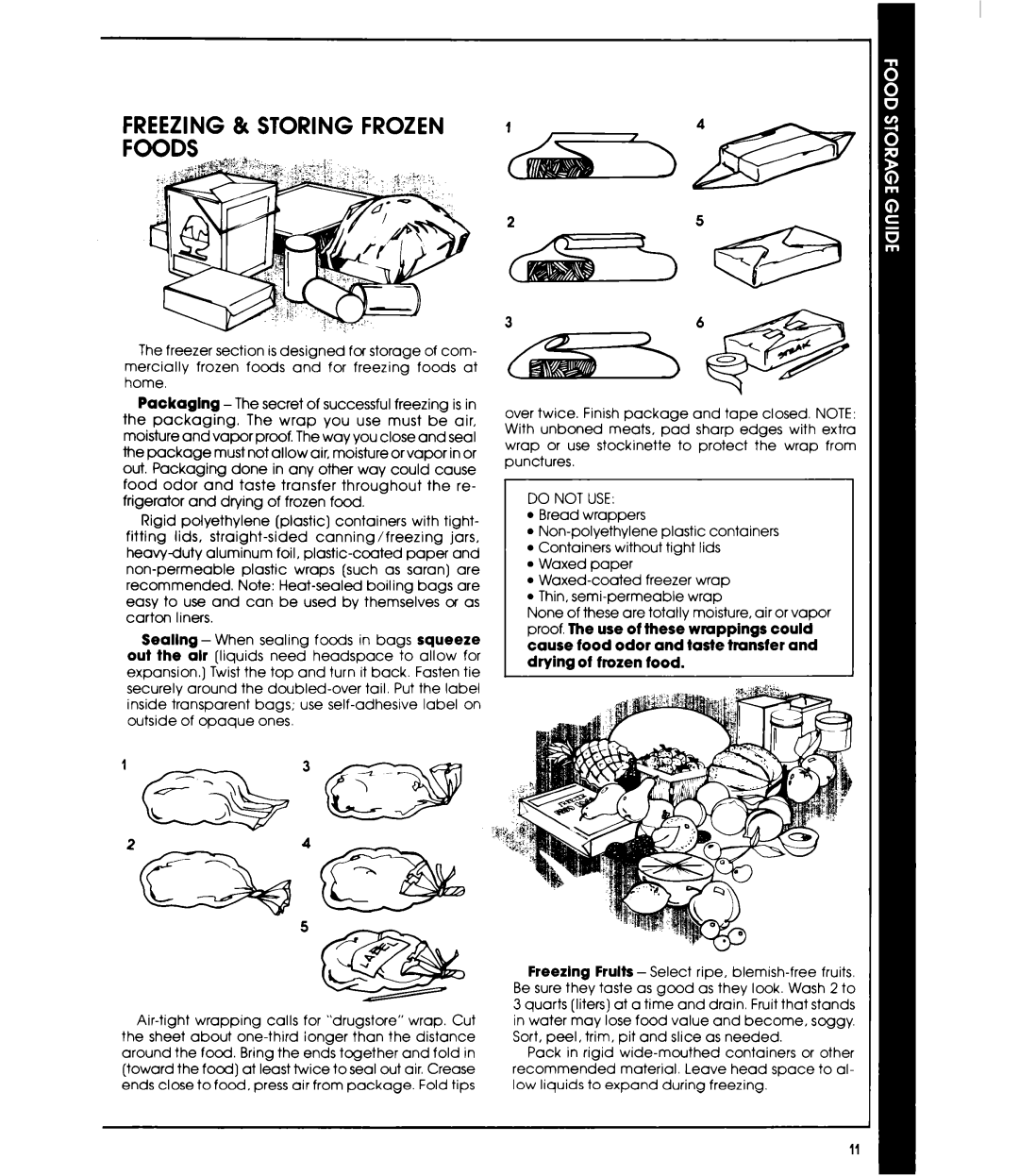 Whirlpool ETl4EP manual FREEZING& Storing Frozen Foods, Do not USE 