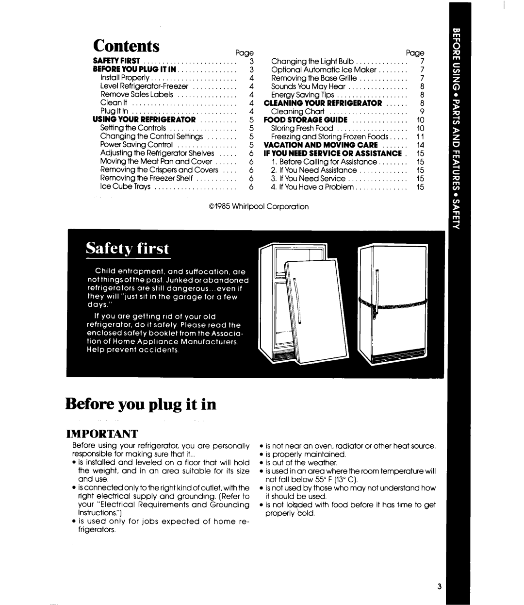 Whirlpool ETl4EP manual Before you plug it in, Contents 