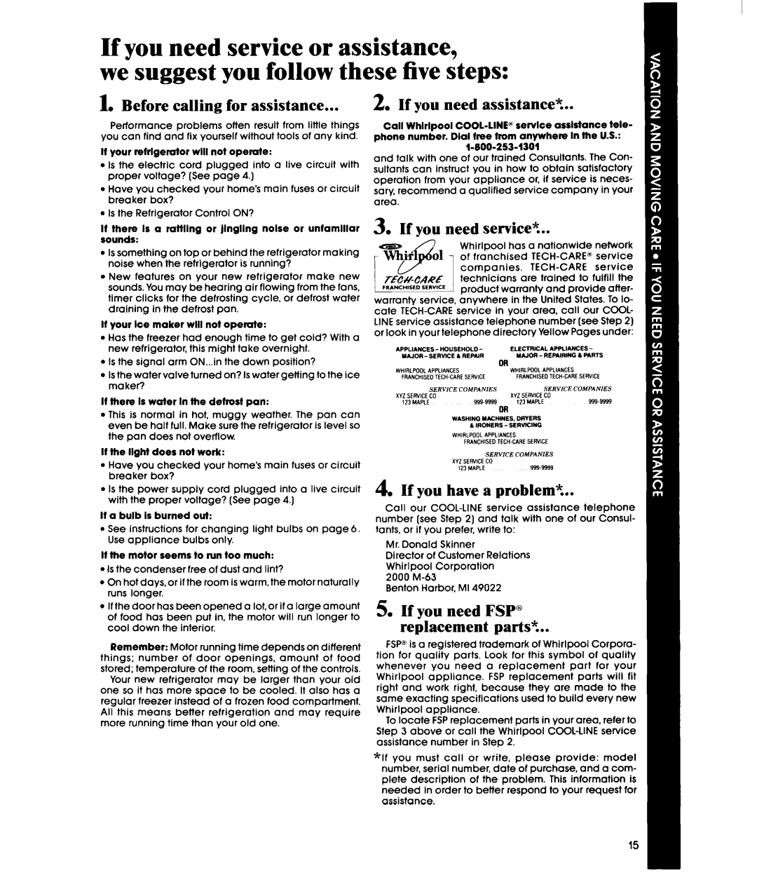 Whirlpool ETl4JM manual Before calling for assistance 