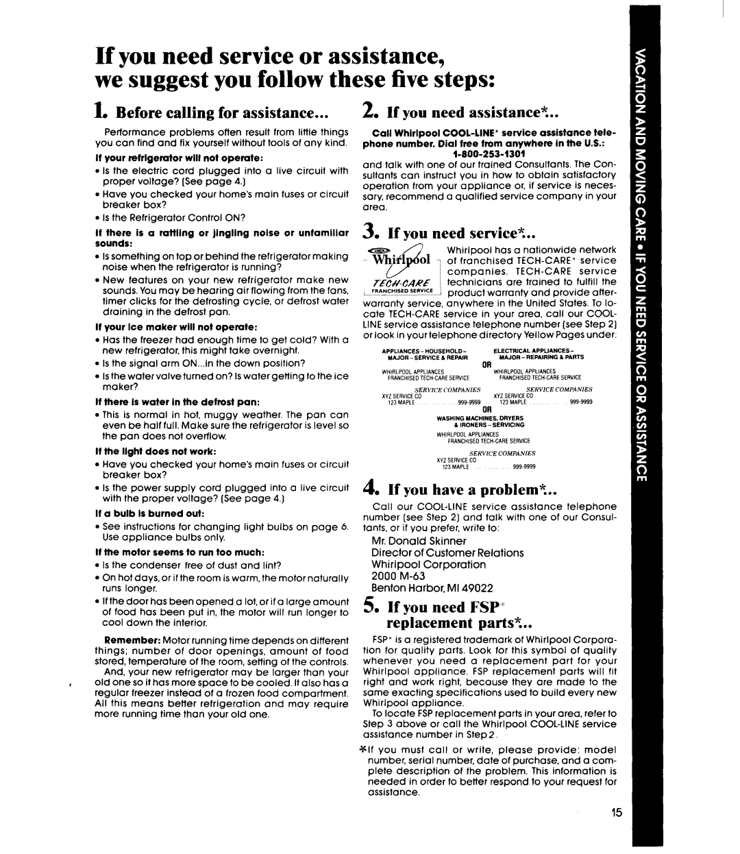 Whirlpool ETl6AK manual Before calling for assistance, 2000 M-63 