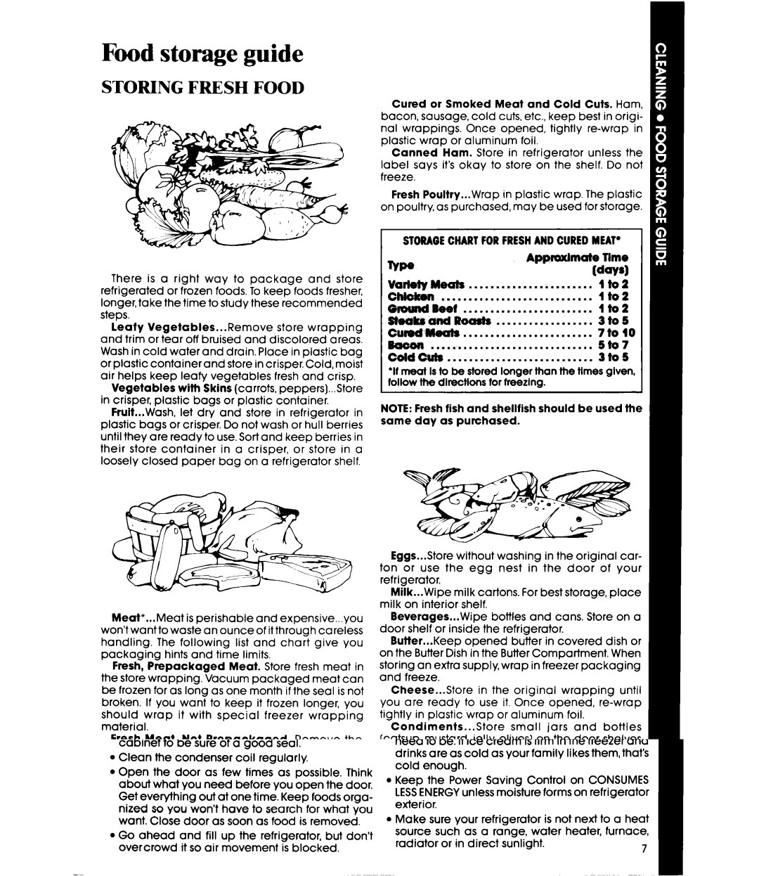 Whirlpool ETl6JK manual Storagechartforfreshandcuredmeat’, Apprdmate Time, Lto2, 3to5, 7to 5to7 