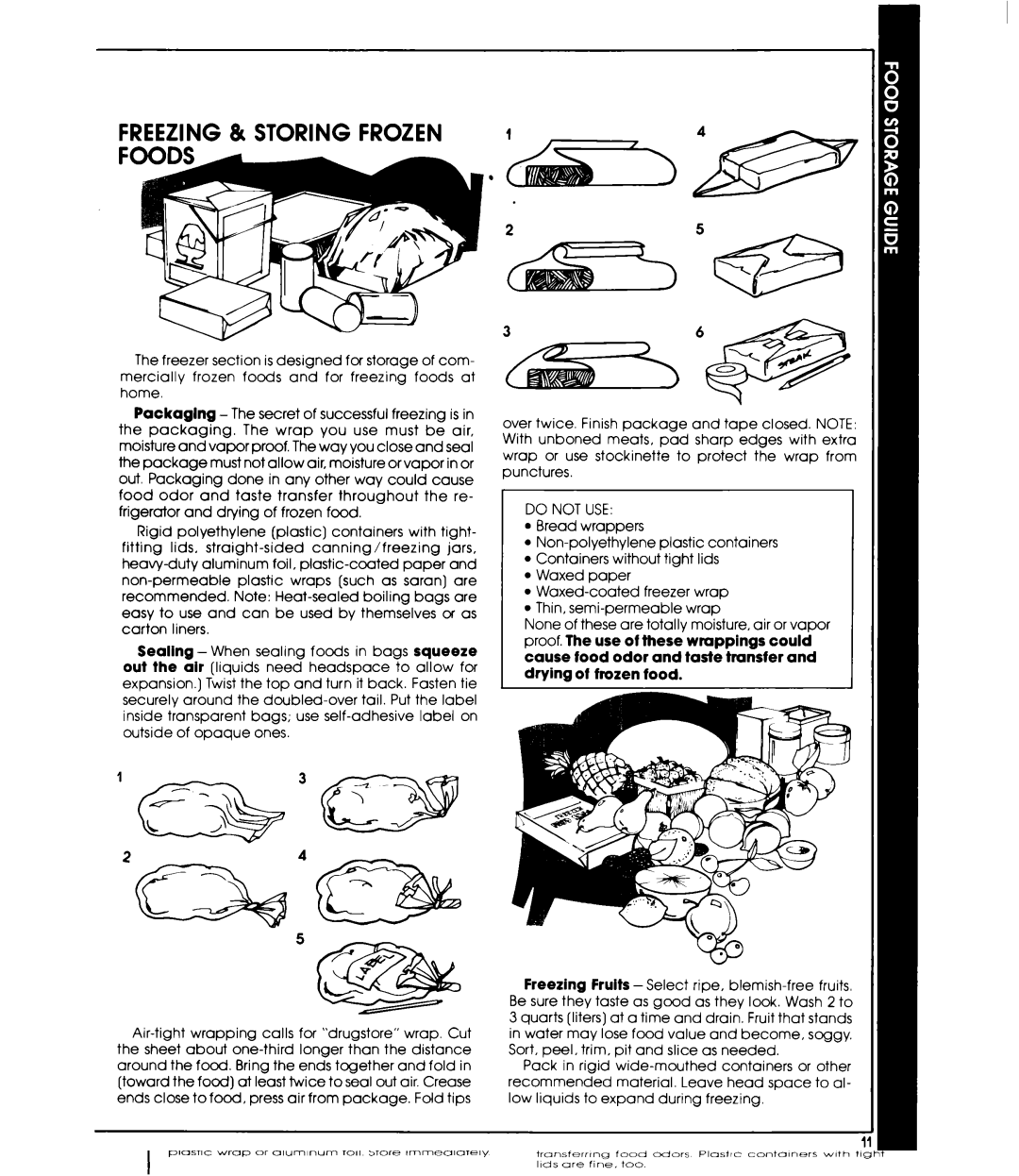 Whirlpool ETl7HK manual Freezing & Storing Frozen, Do not USE 