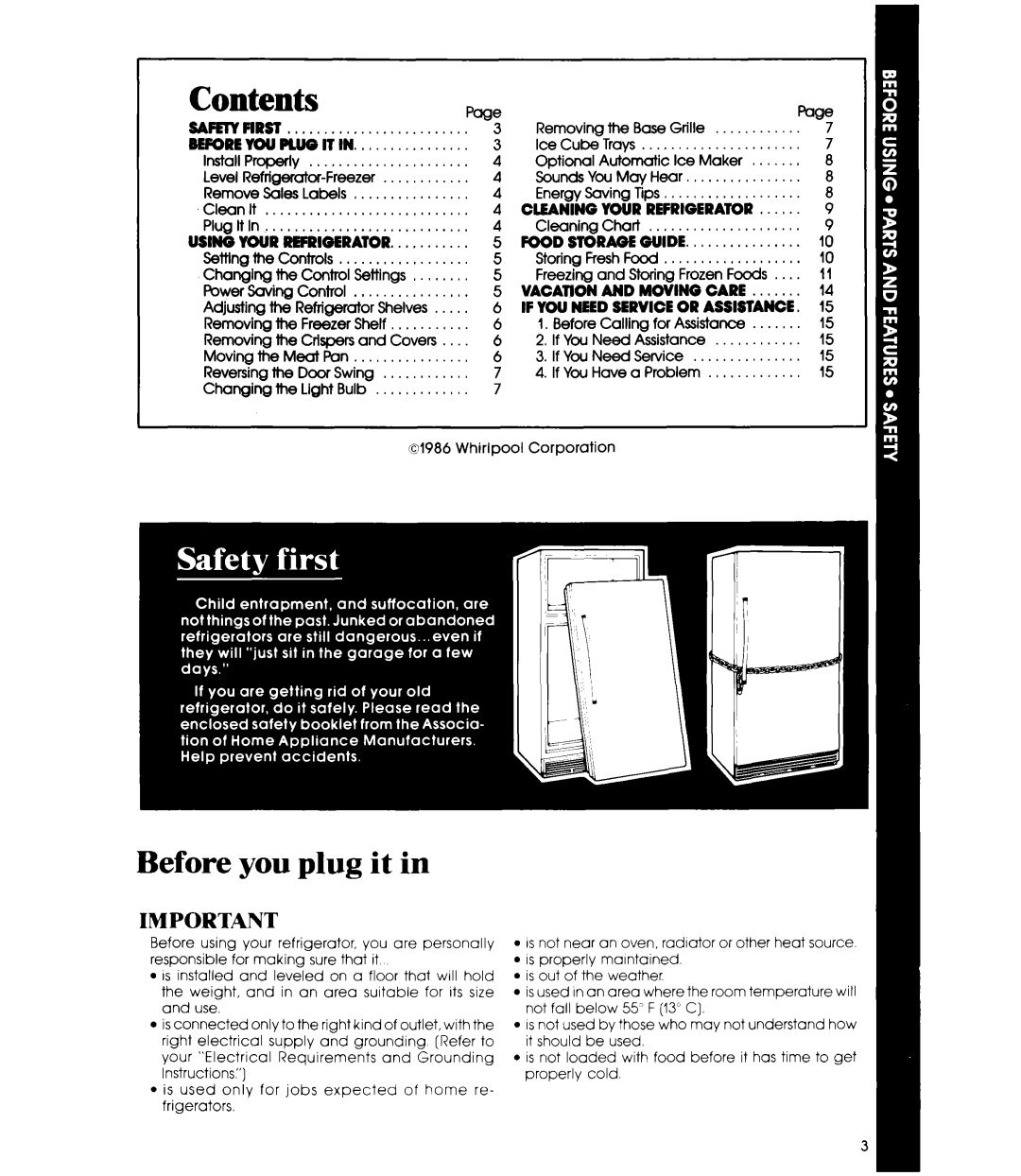 Whirlpool ETl7HK manual Before you plug it in, Contents, Pase, Page 