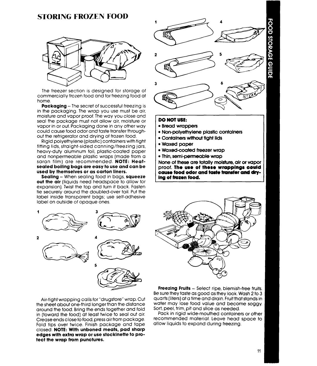 Whirlpool ETl8AK manual Storing Frozen Food 