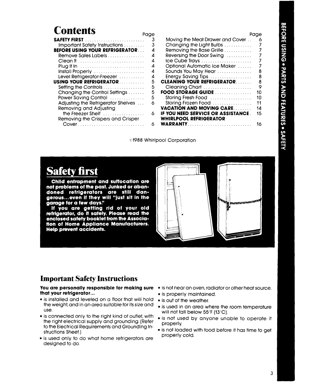 Whirlpool ETl8AK manual Contents 