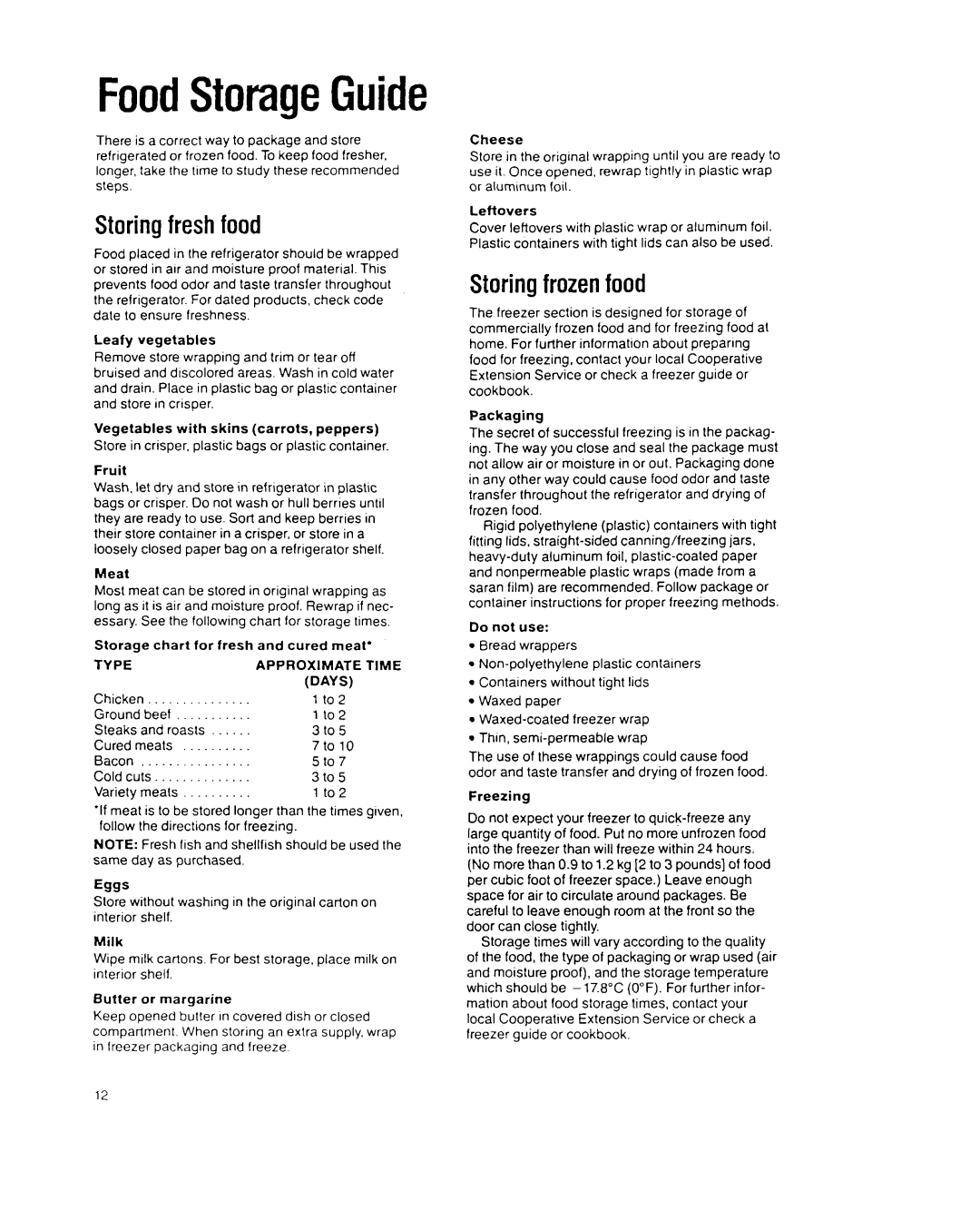 Whirlpool ETl8DK, ET18RK manual Type Approximate, Days 