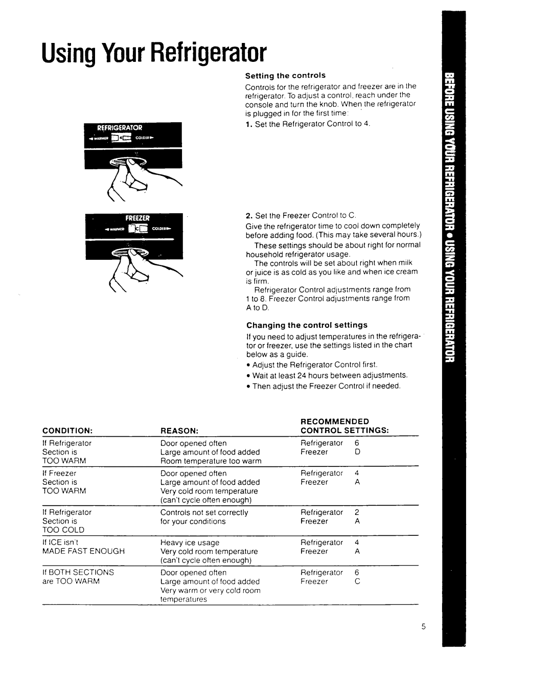 Whirlpool ET18RK, ETl8DK manual UsingYourRefrigerator 