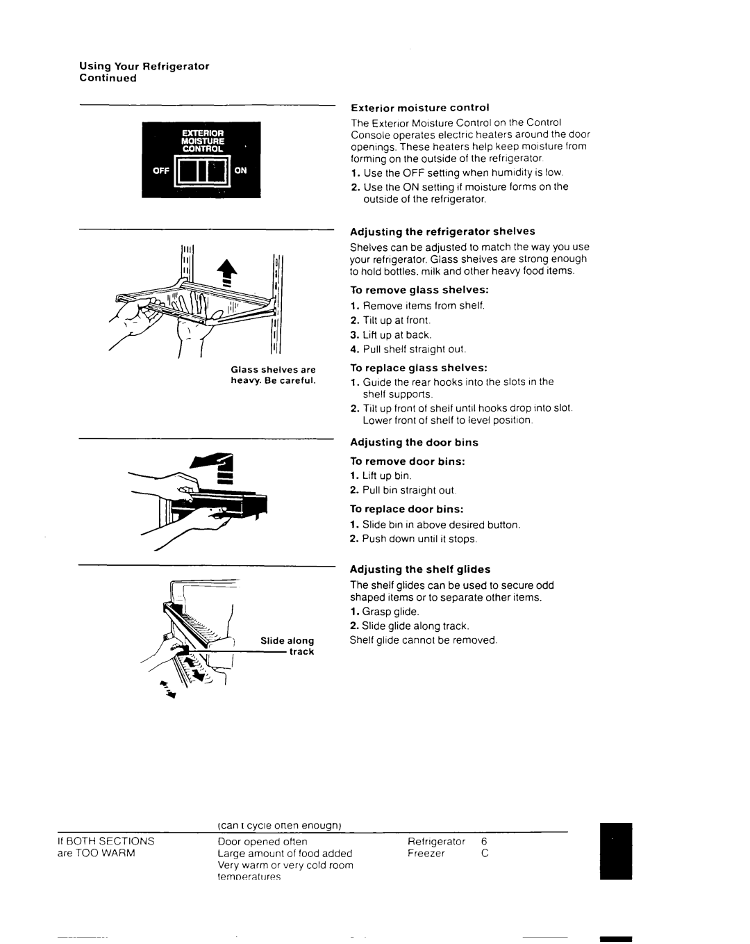 Whirlpool ETl8DK, ET18RK manual Using Your Refrigerator, Exterior moisture control 