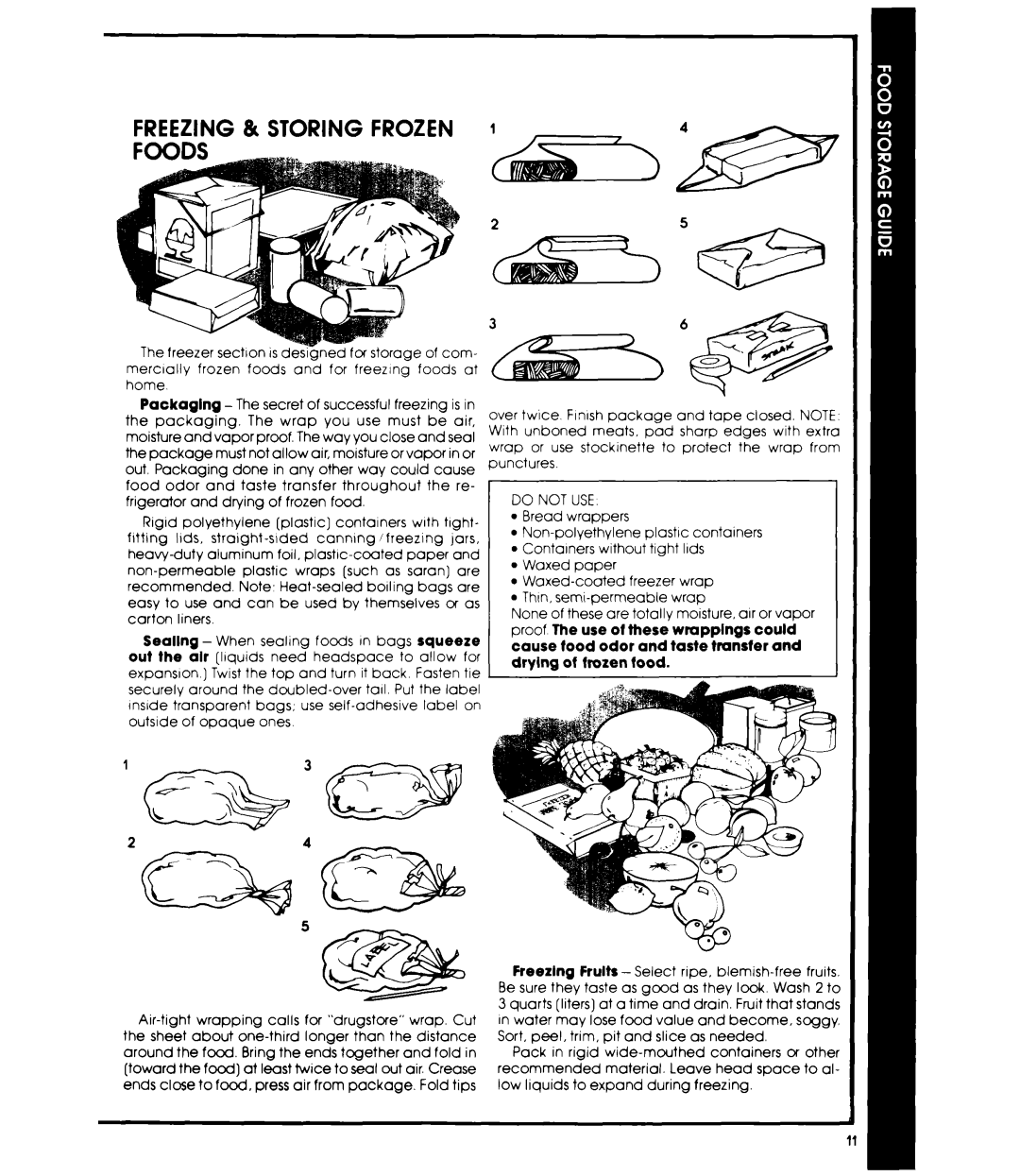 Whirlpool ETl8EK manual Freezing & Storing Frozen 