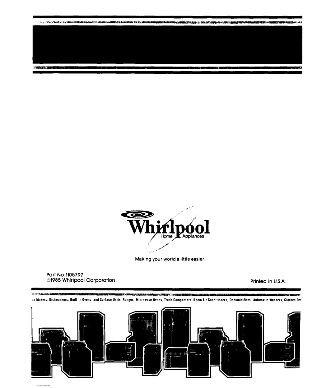 Whirlpool ETl8EK manual Whirlpool Corporation, Prlnted in U.S.A 