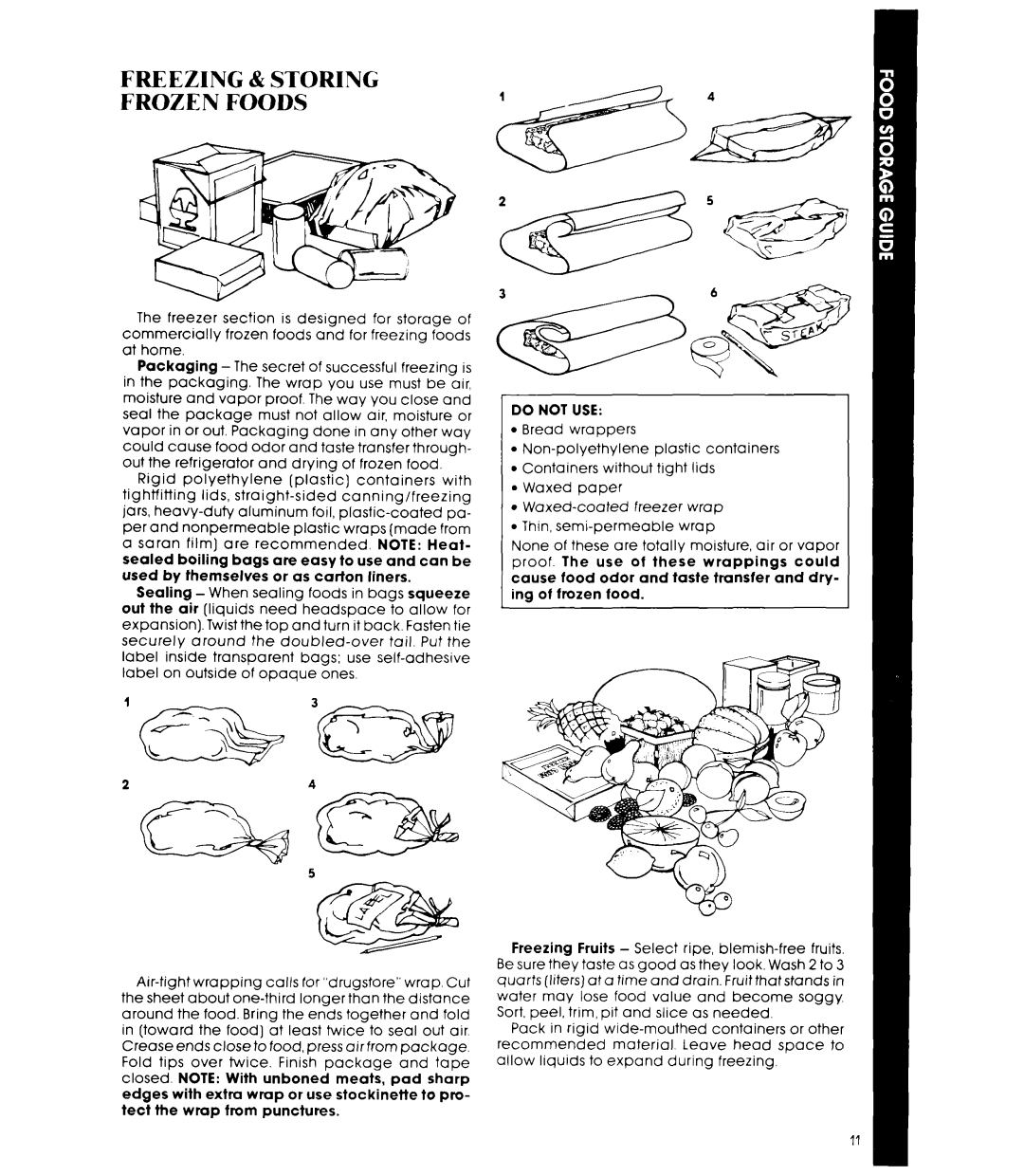 Whirlpool ETl8MK manual Freezing & Storing Frozen Foods 