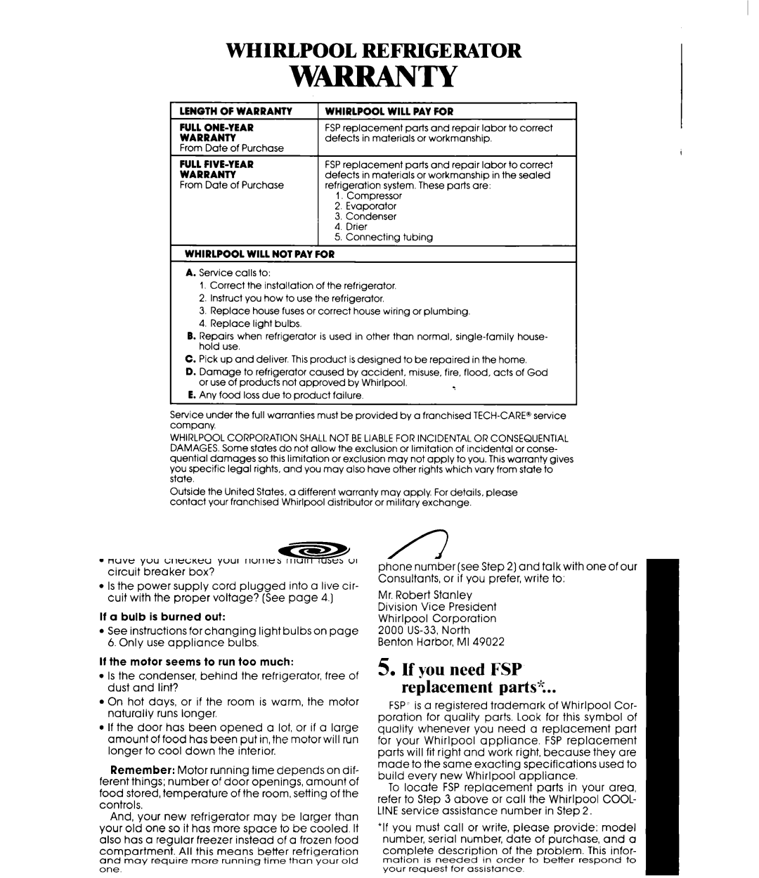 Whirlpool ETl8MK manual Whirlpool Refrigerator 