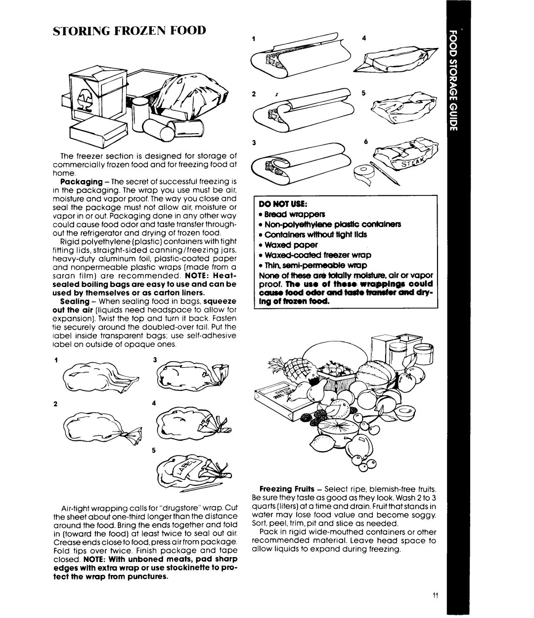 Whirlpool ET18PM, ETL8PK manual Storing Frozen Food 