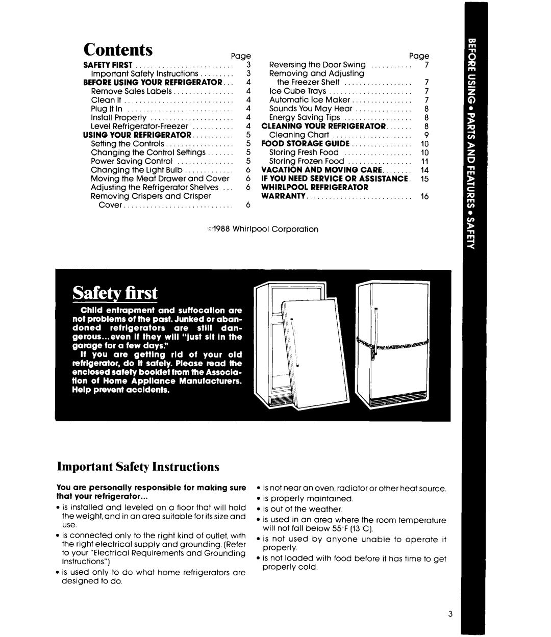 Whirlpool ET18PM, ETL8PK manual Contents 