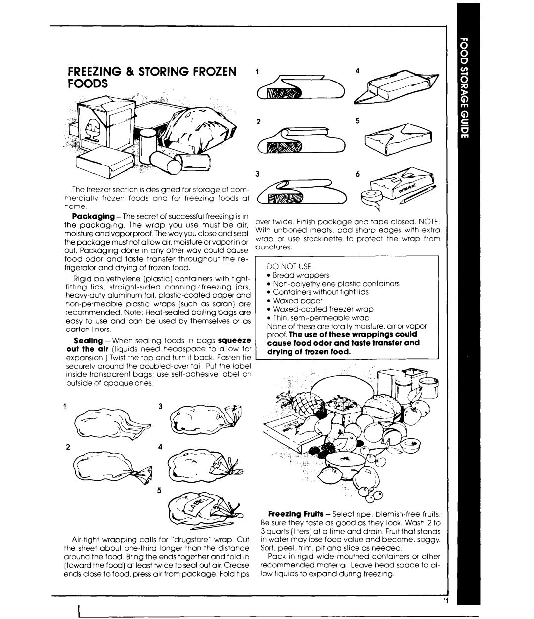 Whirlpool ETl8PKXP manual Freezing & Storing Frozen Foods, Do not USE 