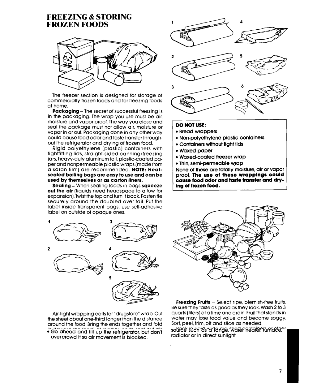 Whirlpool ETl8SK manual Freezing & Storing Frozen Foods 