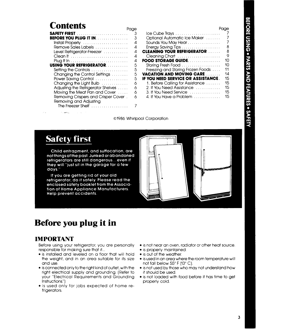 Whirlpool ETl8XK, ETL8VK manual Before you plug it, Contents 