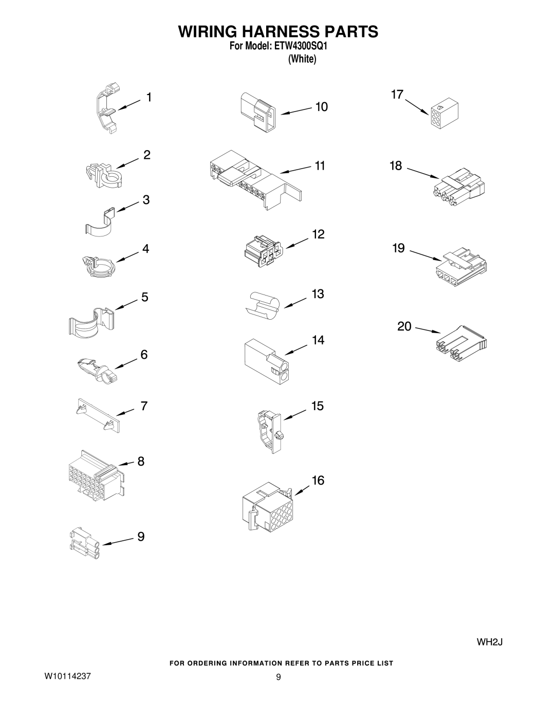 Whirlpool ETW4300SQ1 manual Wiring Harness Parts 