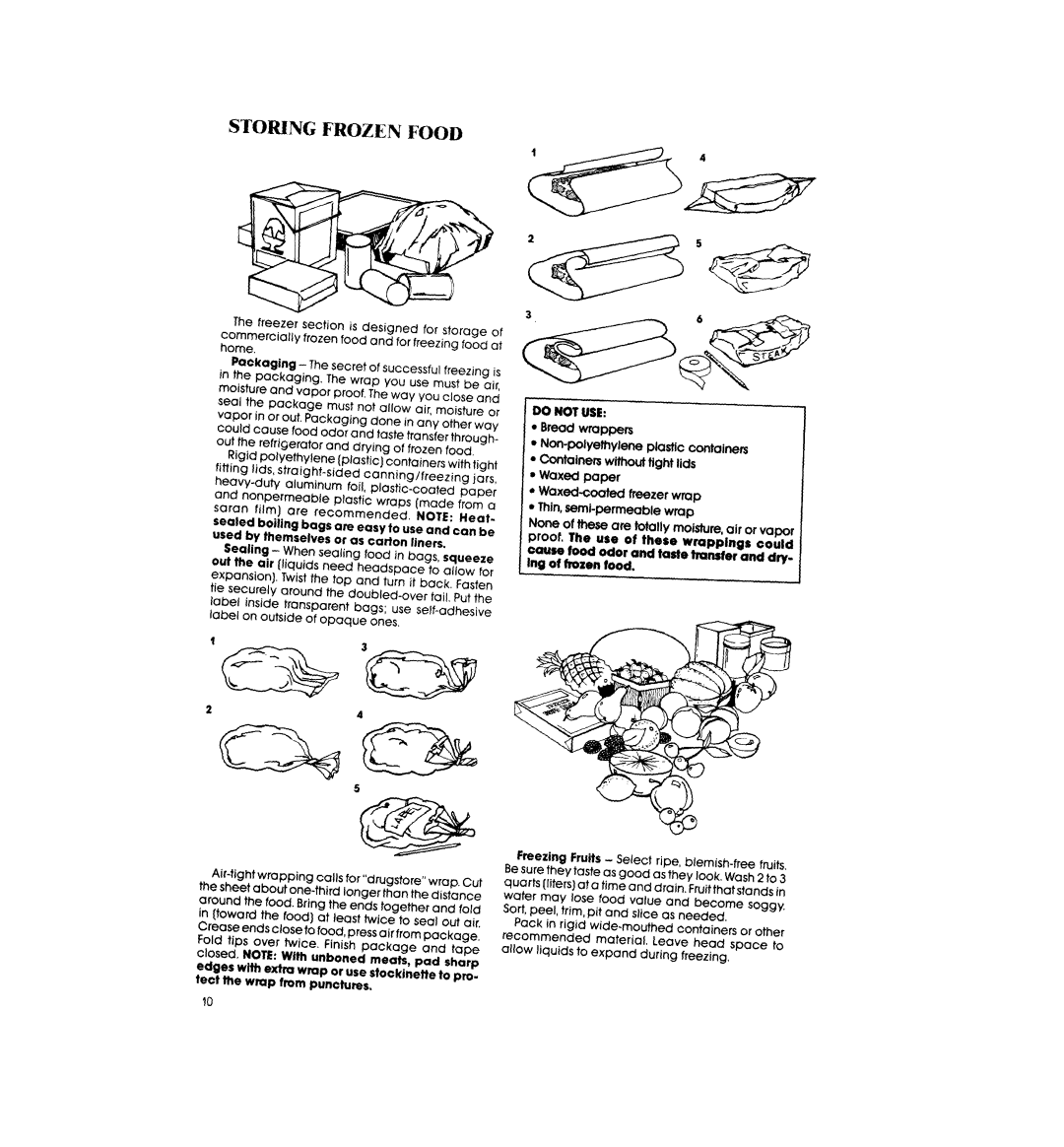 Whirlpool ETWK, ETl6JM manual Storing Frozen Food 