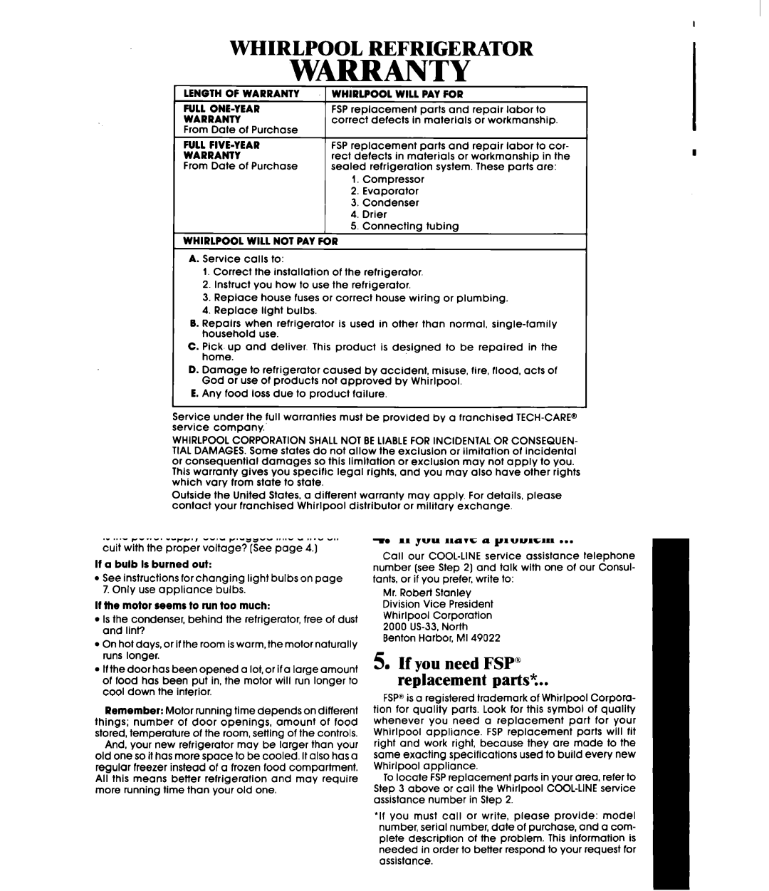 Whirlpool ETZOVK, ET20VM manual WmANTY 