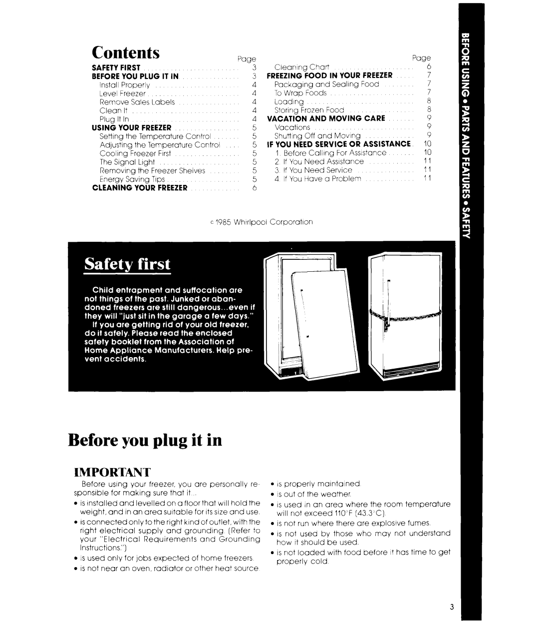 Whirlpool EV090F manual Contents, Before you plug it 