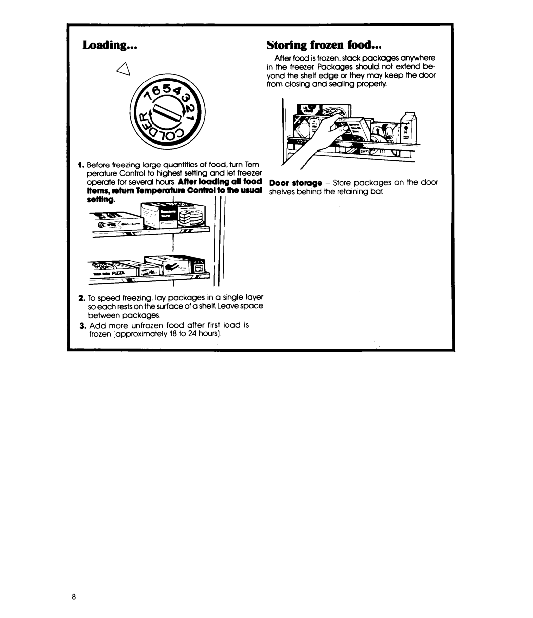 Whirlpool EV0G0F manual Loading Storing 