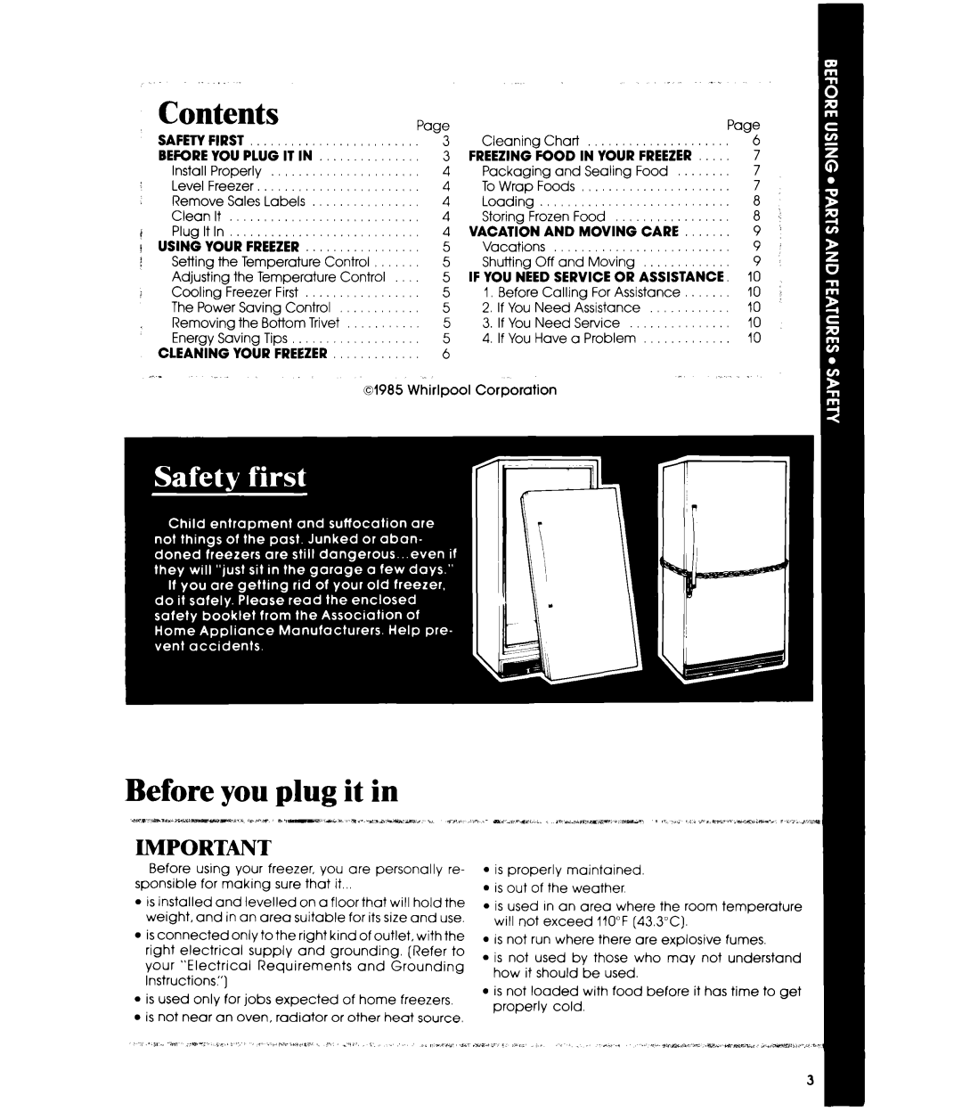 Whirlpool EV110E manual Contents 