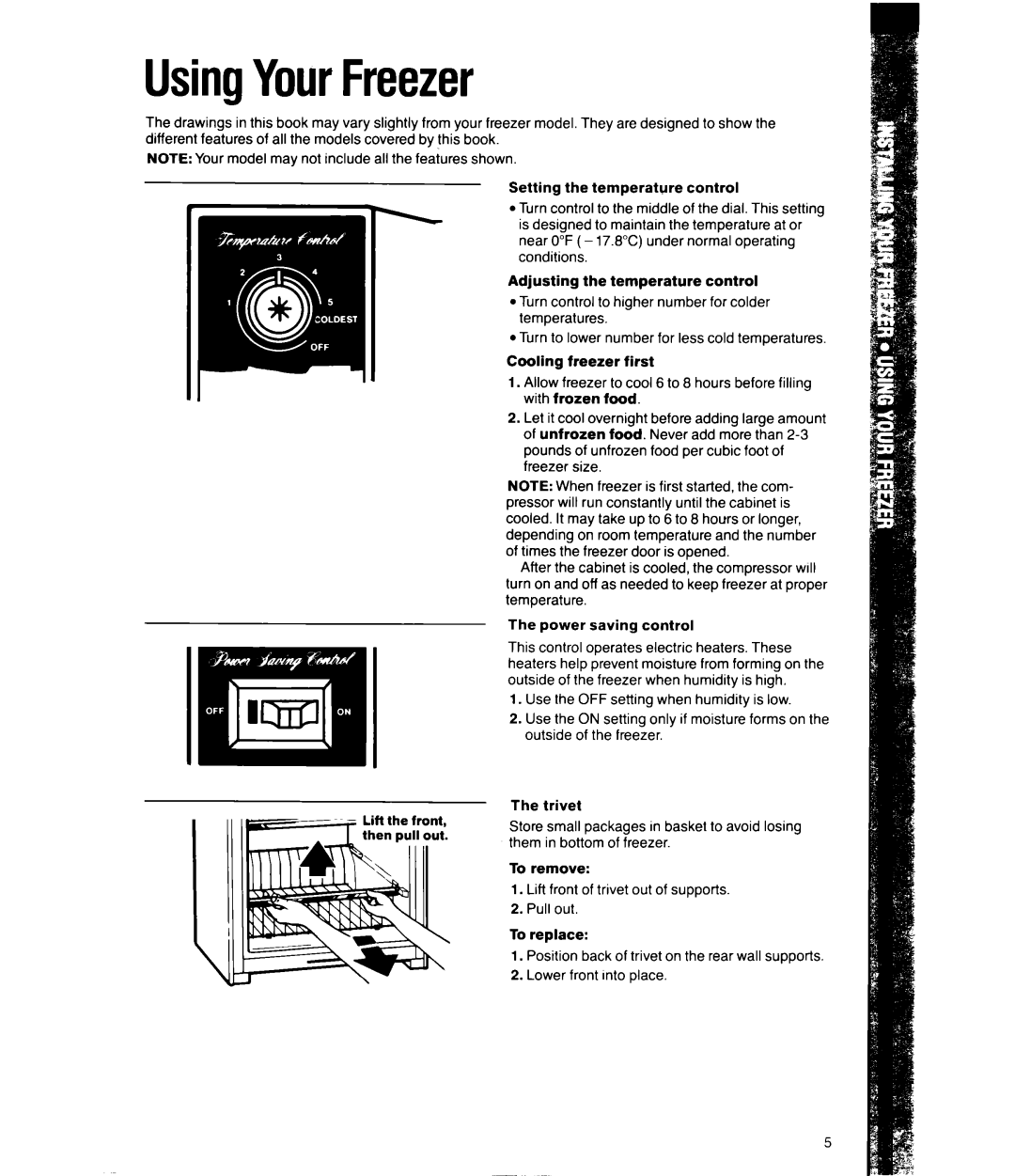 Whirlpool EVl5OFXW, EV11OCXW, EVl50NXW manual UsingYourFreezer 