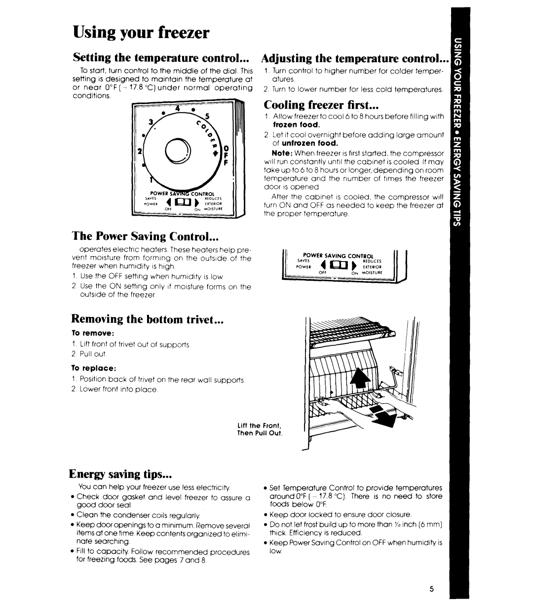 Whirlpool EV130 E manual Using your freezer 