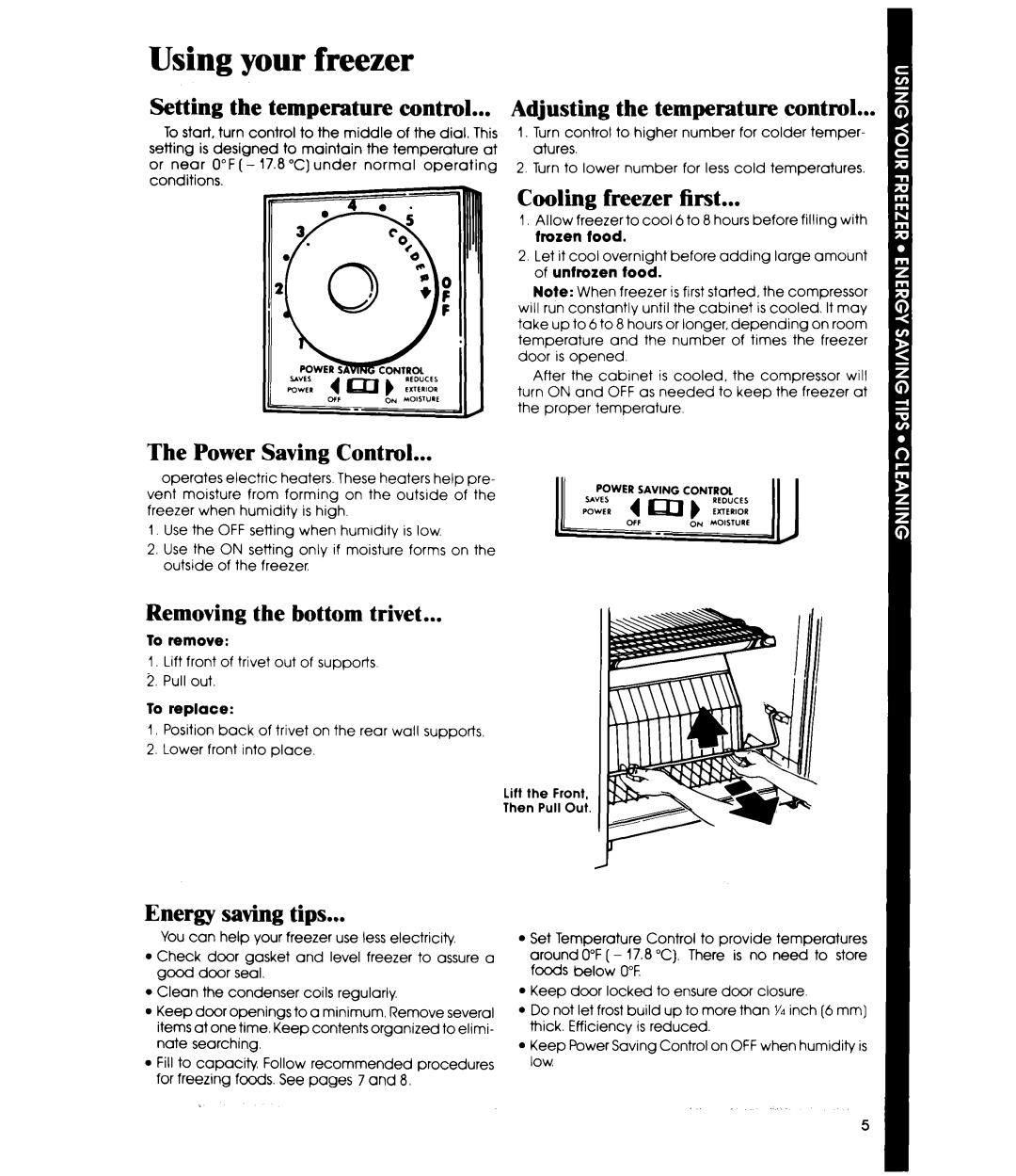 Whirlpool EV130C manual Using your freezer 