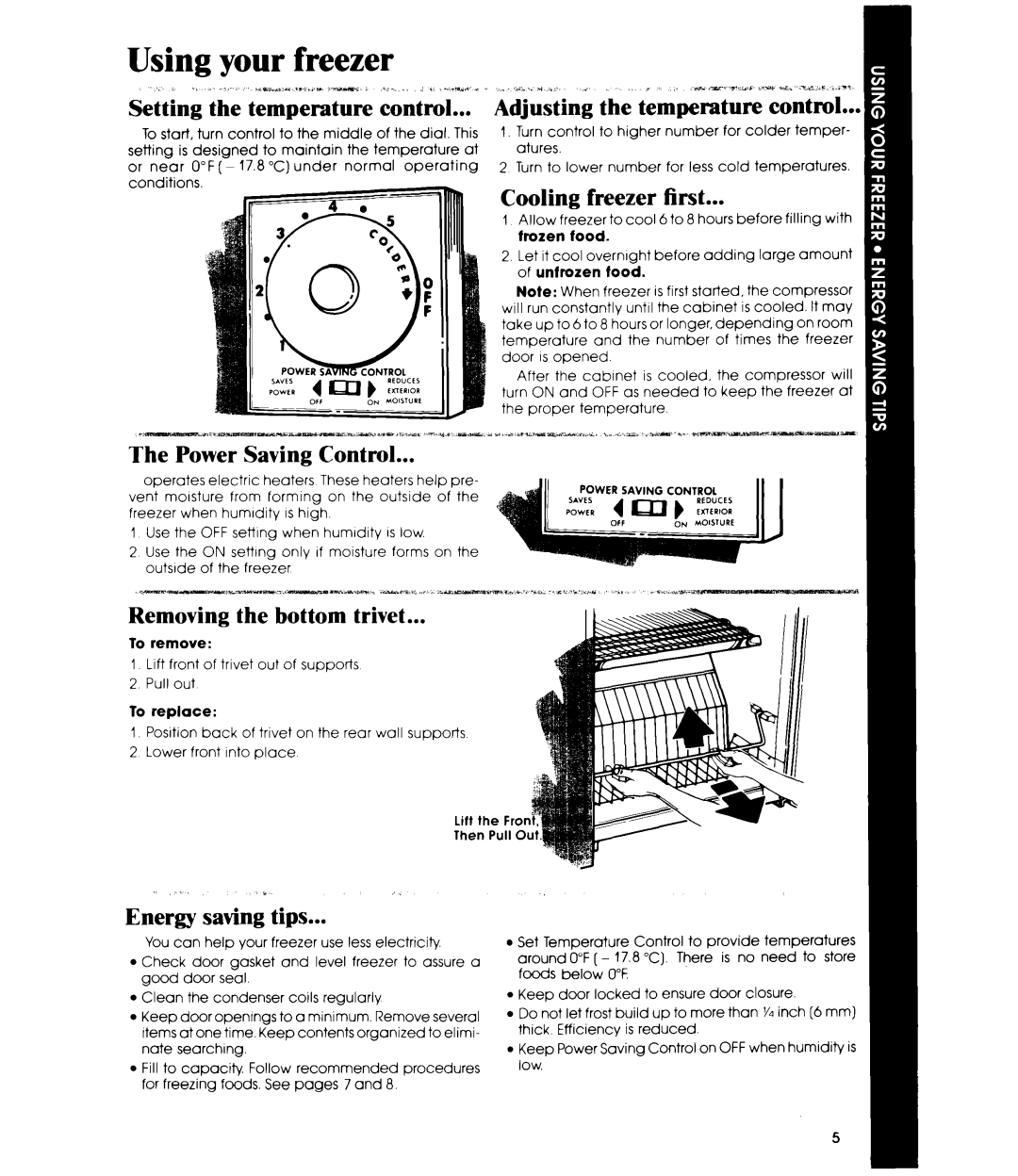 Whirlpool EV130E manual Using your freezer 